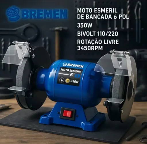 Esmeril Bivolt com escova e rebolo - Pronta Entrega