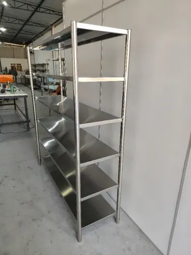 Estante de Aço Inox com 4 Prateleiras - Design Moderno