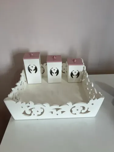 Kit Higiene bebê madeira artesanal 