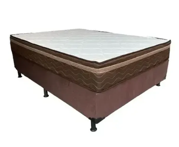 Cama Box de Casal e Colchão Ortobom de Molas Ensacadas (com cabeceira)