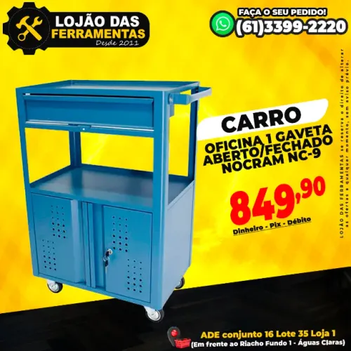 Carro Oficina Aberto Fechado 1 Gaveta Nocram NC-9