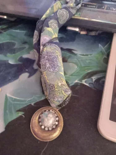 Colar de tecido Vintage com Pedra Verde