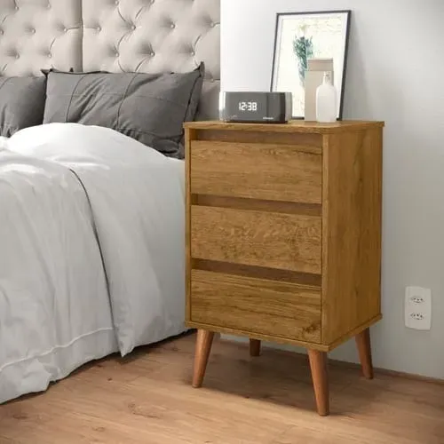 Mesa de Cabeceira Retrô Wood-Entrega Rápida.