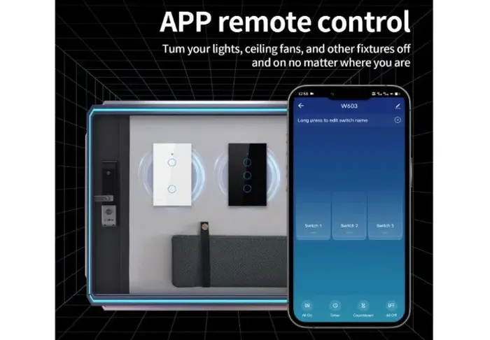 Interruptor Inteligente 2 Canais Toque Sem Fio Neutro Alexa Google Home Smart COD-AM613  