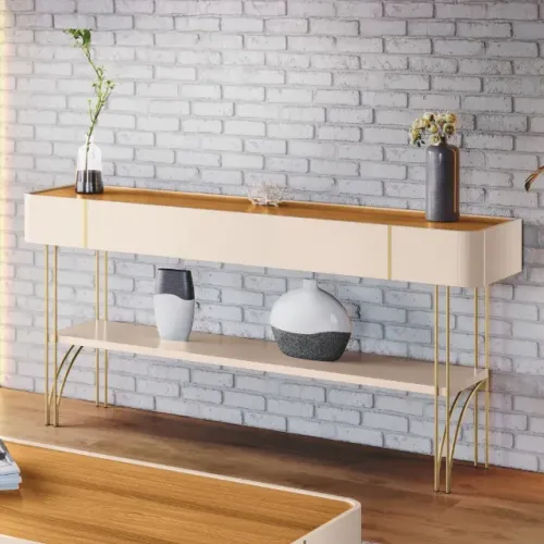 Aparador Requintado com Pés em Aço Dourado