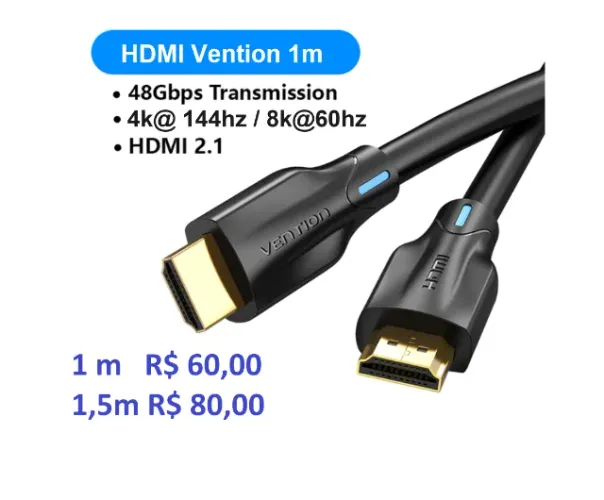 cabo HDMI 2.1 4k/144hz ps5 xbox series x/s pc 1m 60 / 1,5m 80 