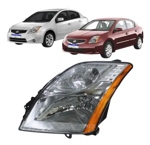 Farol Nissan Sentra Cromado Ambar 2010 2011 2012 2013 Le Esquerdo/motorista