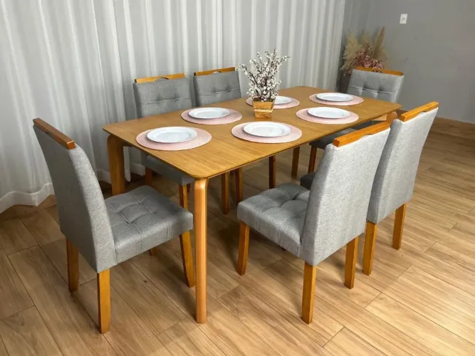 Mesa de Jantar Veneza 1.80×0.90 c/6 Cadeiras Londres