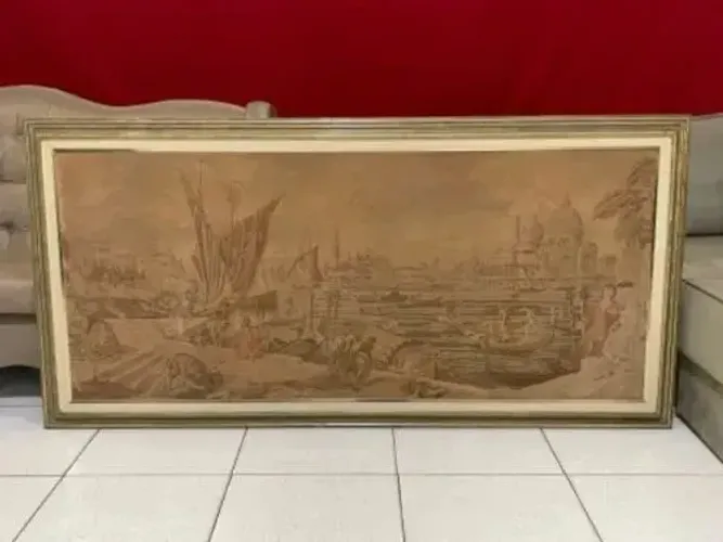 Quadro Tapeçaria Gobelin com moldura de madeira 