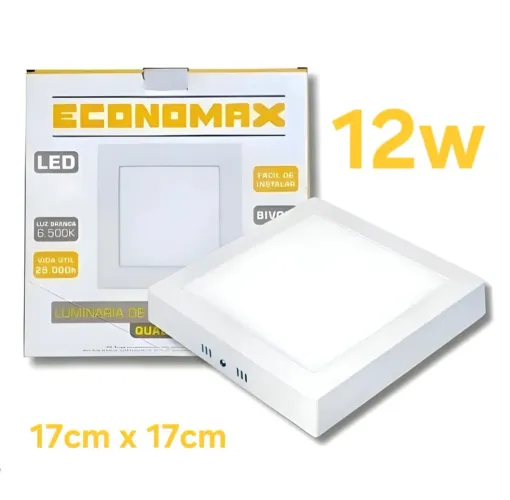 Plafon Luminária led quadrada Sobrepor 12w 
