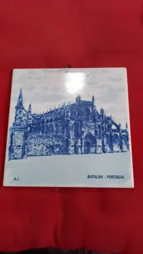 Azulejo com Fachada do Mosteiro Sta Maria da Vitória - Batalha, Portugal