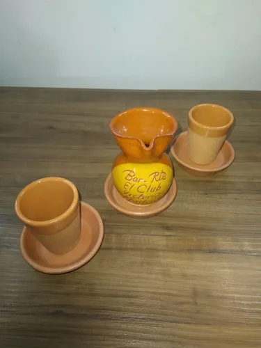 Conjunto em cerâmica cor terracota