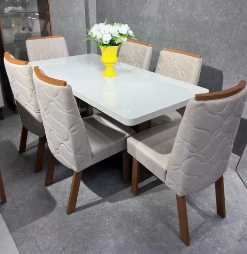 Mesa de Jantar Sentra com 6 Cadeiras Flor 160x80 Bom Pastor Nova fazemos Entrega