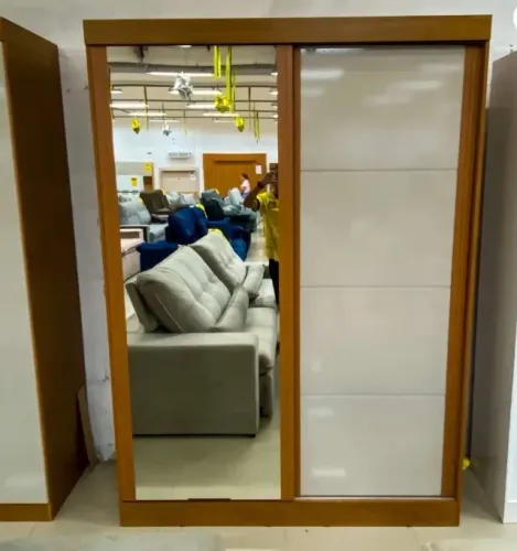 Guarda Roupa Laguna Solteiro 2 Portas de Correr com Espelho e 2 Gavetas