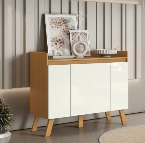 Buffet Essenza 4 Portas Cinamomo e Branco