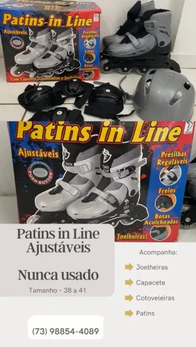 Patins in line ajustável, Tamanhos de 38 a 41