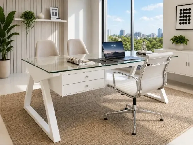 Mesa Office Santoro Delluxe Wood: L174CM X P80cm x A74CM. 2 Gavetas