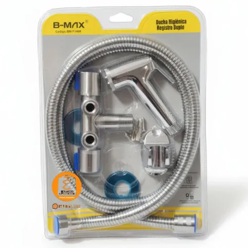 Ducha Higiênica Registro Duplo em Aço Inox 304 Metal e ABS, 1/2 para Banheiro Lavabo