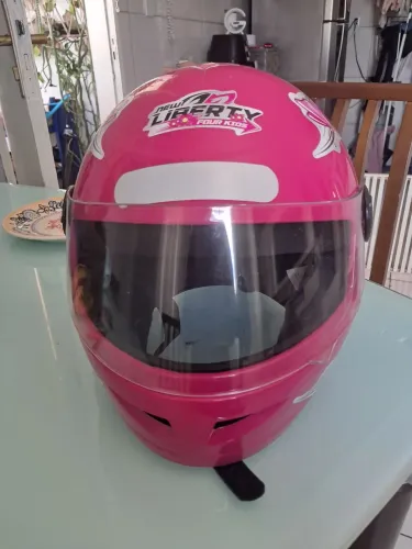 Capacete de moto para criança tamanho 54 rosa