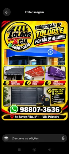 Fábrica de toldos e portão de alumínio