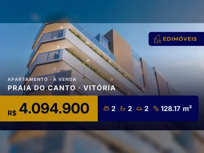 Cobertura Duplex em Praia do Canto: 2 suítes e área descoberta privativa