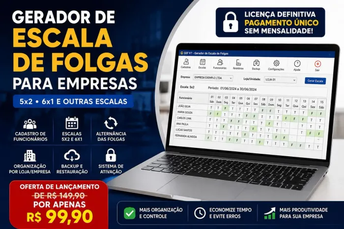 ? GERADOR DE ESCALA DE FOLGAS<br>PARA EMPRESAS