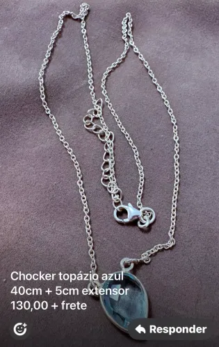 Colar em prata 925 com topázio azul