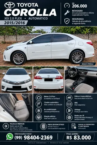 Toyota Corolla XEI 2.0 Flex 16V Aut. 2016
