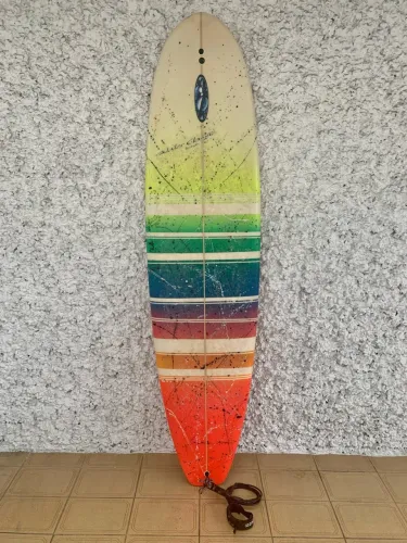 Prancha de Surf Funboard 7'2 Water Classic + Quilhas + Leash + Capa + Rack (Pronta p/ mar)