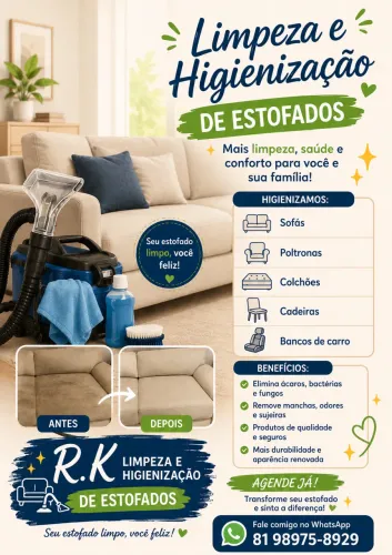 Higienização de Estofados com Limpeza Profunda