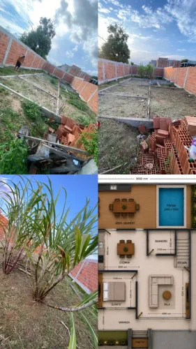 Terreno murado e com alicerce da casa já pronto