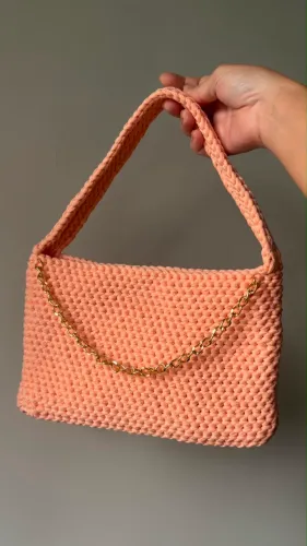 Bolsa crochê Salmão