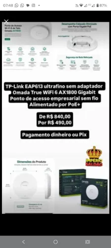 Tp-link Eap613 Acesso Wi-fi6 Dual-band Ax1800 Eap613