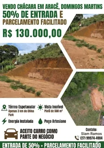 OPORTUNIDADE EM ARACÊ - DOMINGOS MARTINS - PRONTO PARA CONSTRUIR - ACEITAMOS PROPOSTAS !!