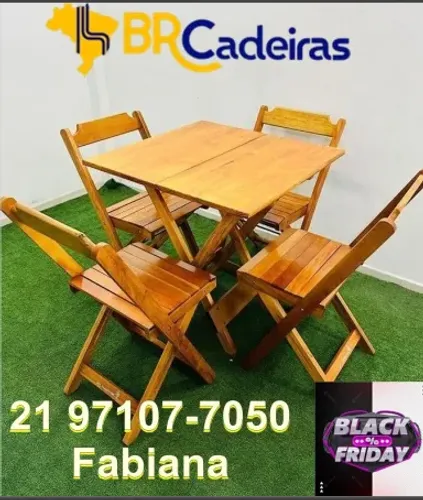 Mesa rustica 70 cm com 4 cadeiras