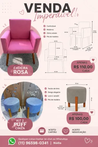 Cadeiras e Puff para recepção