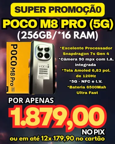 POCO M8 PRO 5G - 256GB/8RAM - (Lacrado a Pronta Entrega)
