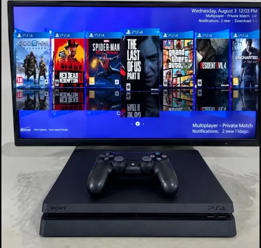 PS4 Slim 1TB Desbloqueado | 1 Controle Original | Vários Jogos