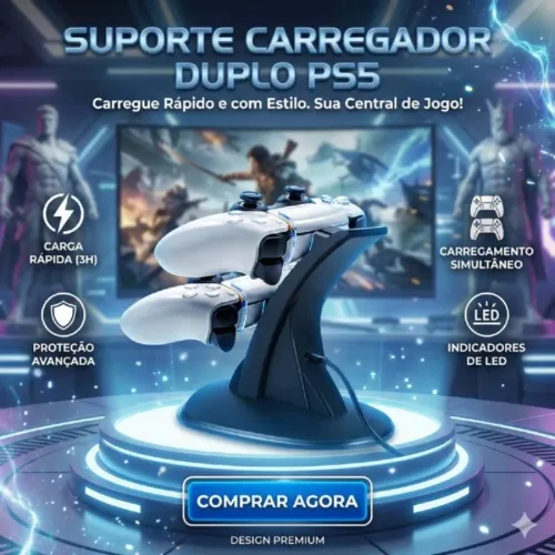 PlayStation 5 PS5 - Estação de Carregamento Dupla Quick Dock para 2 Controles