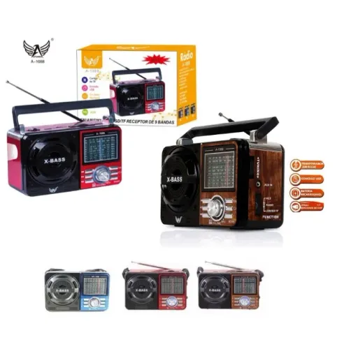 Rádio X-Bass Retrô Mp3 Usb Am Fm Lanterna