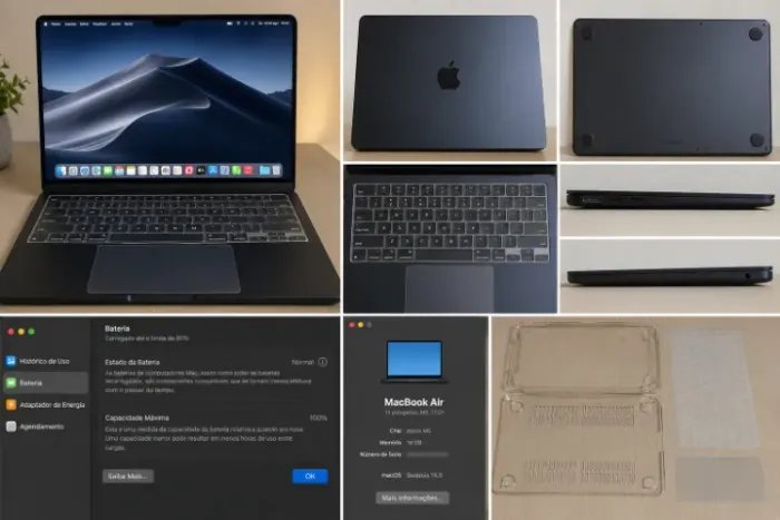 MacBook Air M5 | 16GB RAM | SSD 512GB | Midnight | Impecável + Garantia Apple