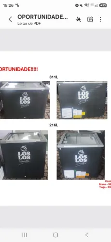 Freezer 311l e 216l novos e semi novos.