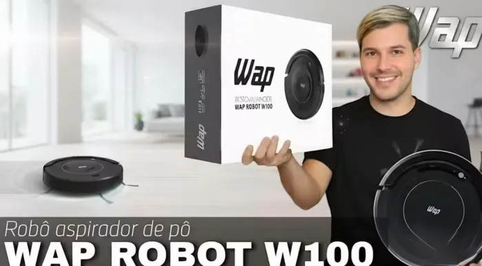 WAP Aspirador de Pó Robô W100 3 em 1 Automático ,250ml com sistema de Antiqueda e colisão