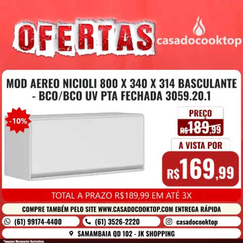 MOD AEREO NICIOLI 800 X 340 X 314 BASCULANTE - BCO/BCO UV PTA FECHADA 3059.20.1