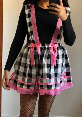 Vestido salopete saia junina adulto