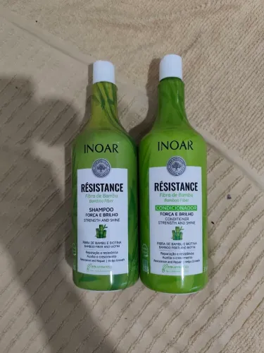 Shampoo e condicionador Inoar para cabelos 1 litro bambu e biotina