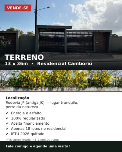 Vendo Terreno - 13 x 36 m - 100% Regularizado
