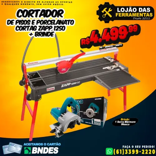Cortador de Pisos e Porcelanato Cortag Zapp 1250 + Brinde