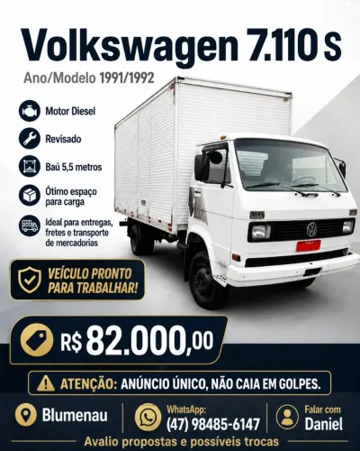 VW 7.110 S BAÚ - 1991/1992 | BAÚ DE 5,5 METROS