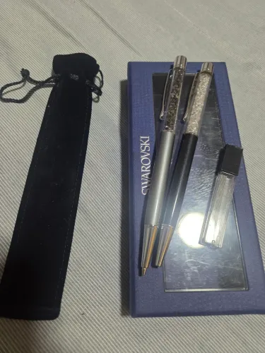 Conjunto Swarovski Crystalline - Impecável c/ Caixa caneta e lapiseira com grafite